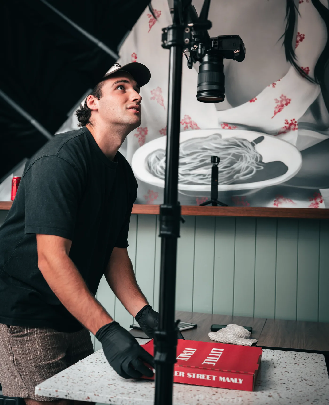 Oscar Green on a photoshoot with camera rig